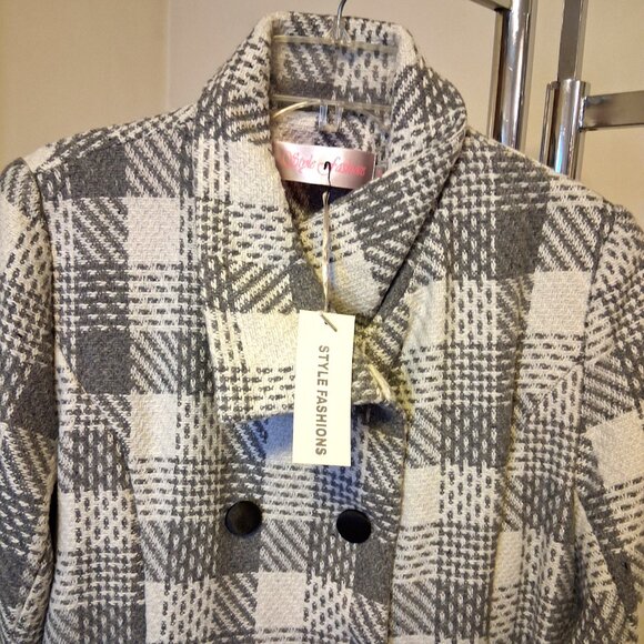 NEW Women’s Gray White Double-Breasted Lined Trench Coat Winter Outerwear 16 XL - Picture 9 of 10